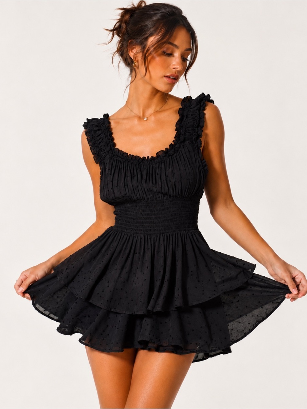 Princess Polly Love Galore Black Ruffle Romper Playsuit Size 2